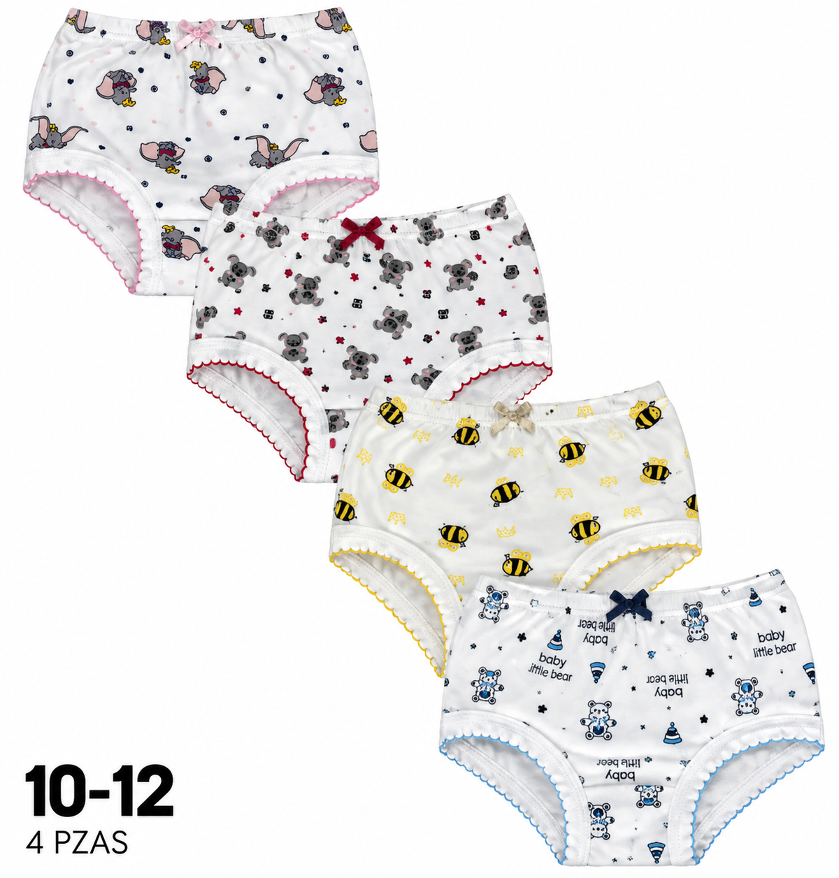 Calzon Huvik Estampado Y Liso 10-12 23010-12C — Paquete de 12 piezas