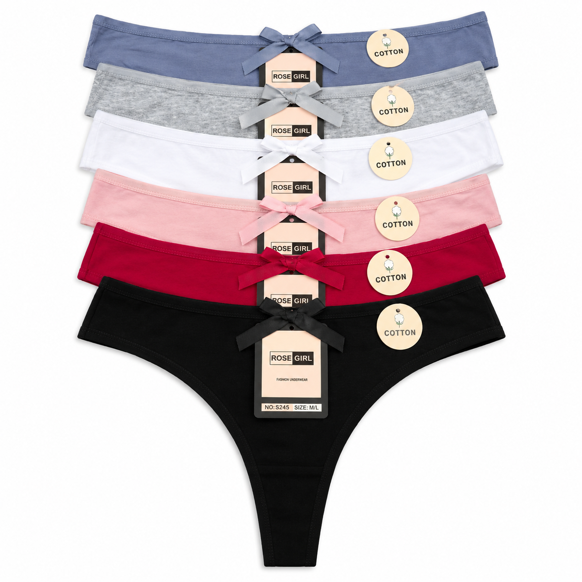 Tanga Algodon Moño A8034 — Paquete de 12 piezas