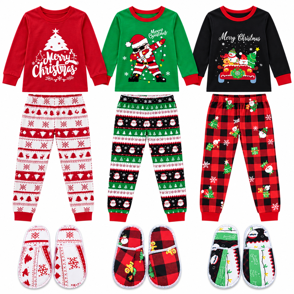 Pijama Navideña Niños Duo #9210 Huiboya 9210C — Paquete de 12 piezas