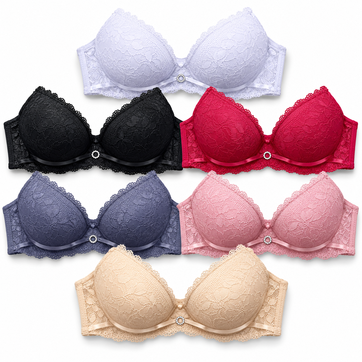 Brasier Rose Girl H014B — Paquete de 24 piezas surtido sobre fondo blanco