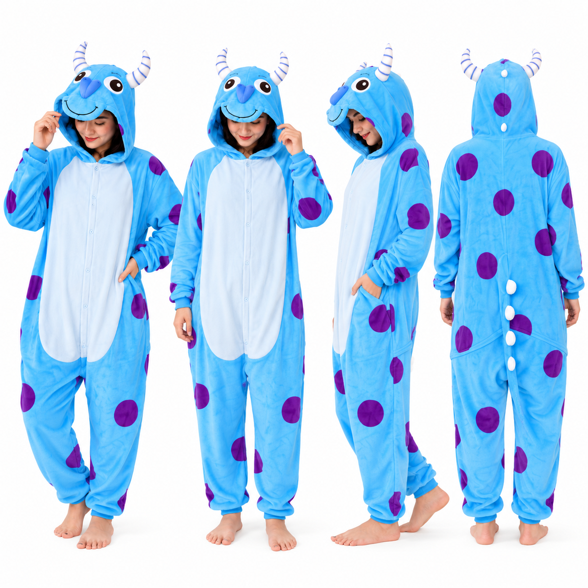 Mameluco adulto M04 azul con manchas moradas