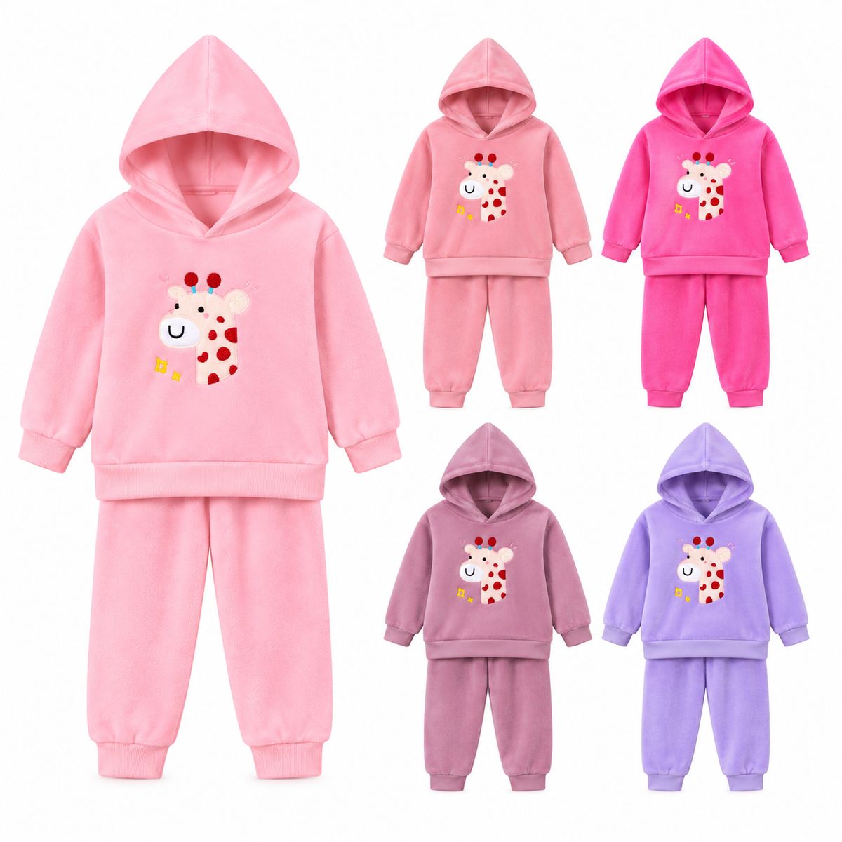 Pijama De Niña Bordada Jirafa Othis ZHF4438 — Paquete de 18 piezas