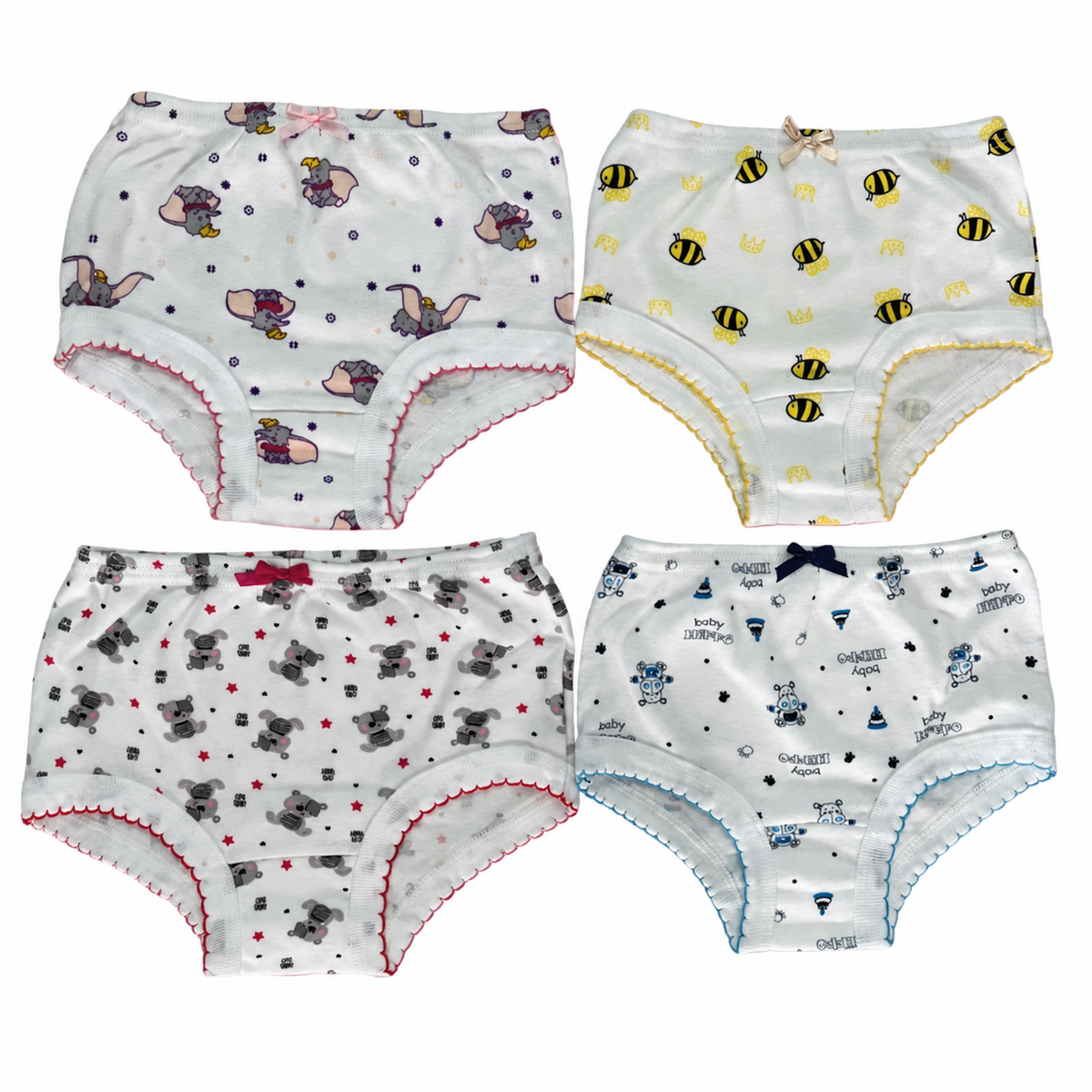 Calzón Niña Huvik Estampado Liso 10-12 23010-12 — Paquete de 12 piezas