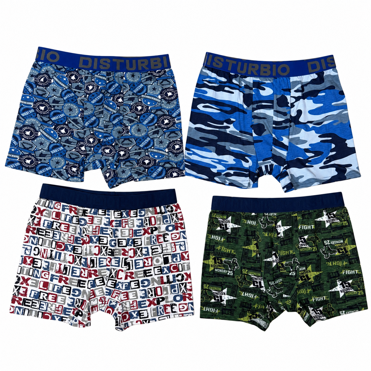 Boxer Juvenil Diseño Disturbio — Paquete de 12 piezas