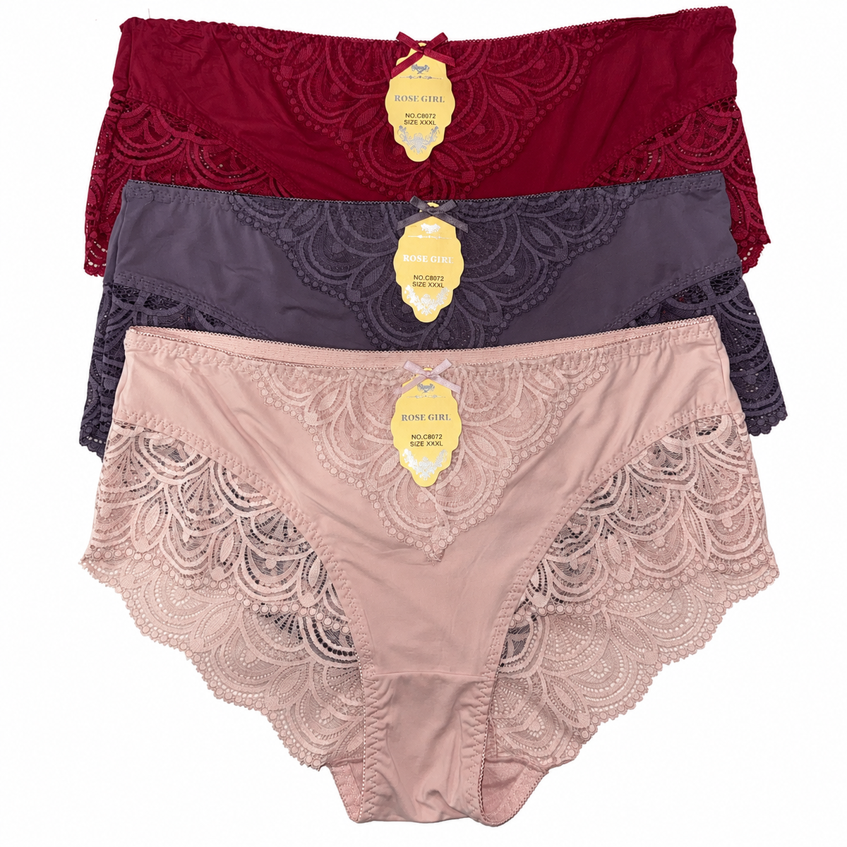 Pantaleta Premium Encaje C8072 — Paquete de 12 piezas