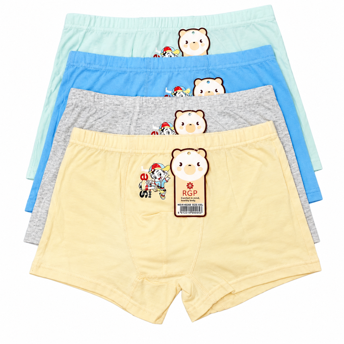 Boxer Algodon Niño Nj-8508 — Paquete de 12 piezas