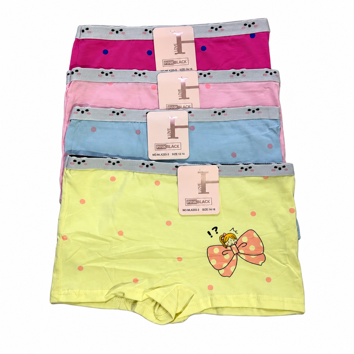 Boxer Algodon Pink Black ML233-3 — Paquete de 12 piezas
