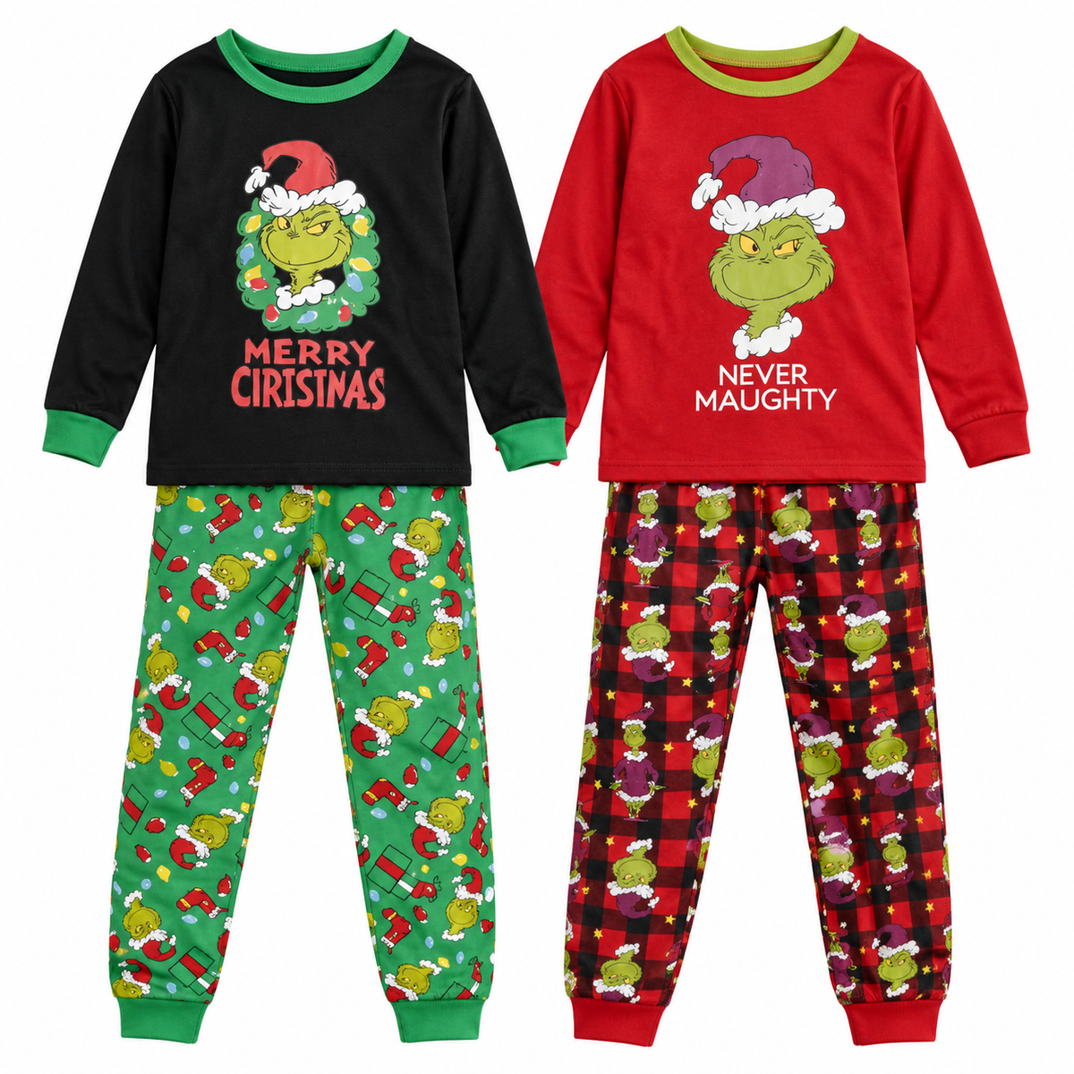 Pijama navideña niños dúo Huiboya 9208C — Paquete de 10 piezas