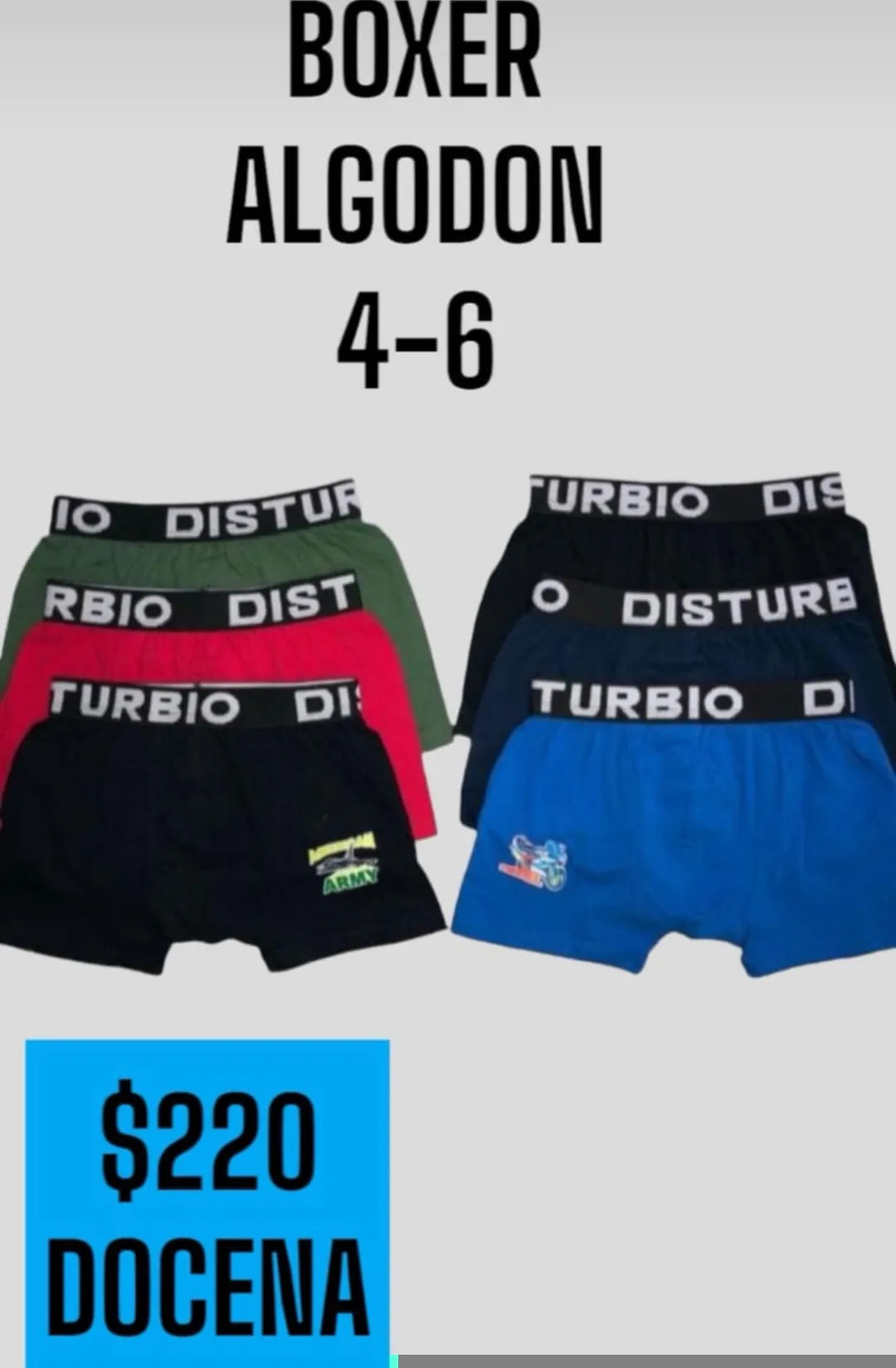 BOXER DISTURBIO NIñO 4-6 LISO- 2304-6*