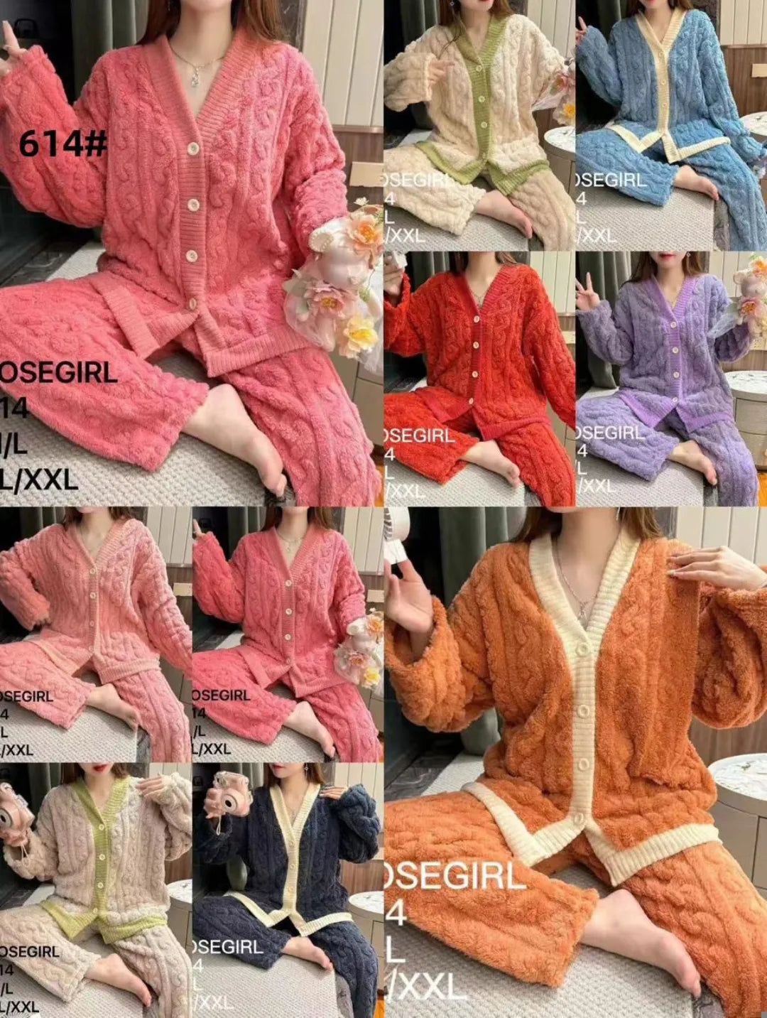 614 PIJAMA DAMA TRENZADA BOTONES
