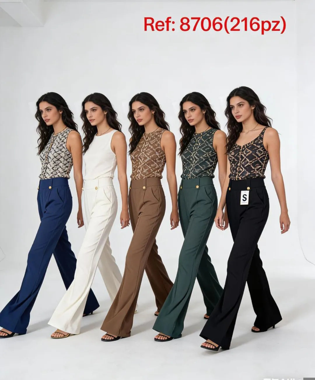 8706 PANTALON DAMA CAMPANA BOTON
